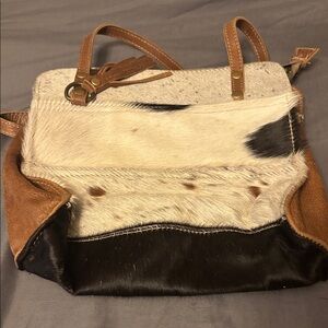 Myra bagStylish Brown and Black Leather Women's Bag